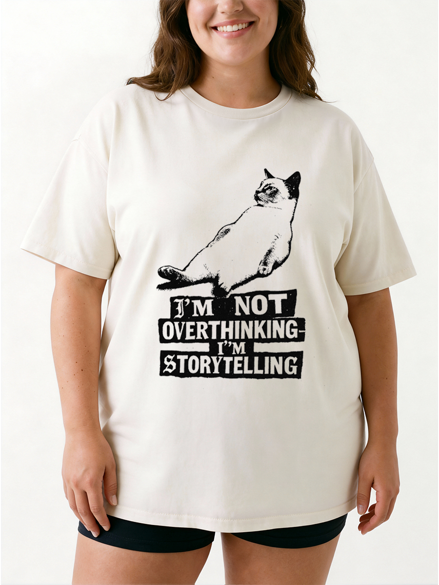 Vintage I'M Not Overthinking Oversize Graphic Tee