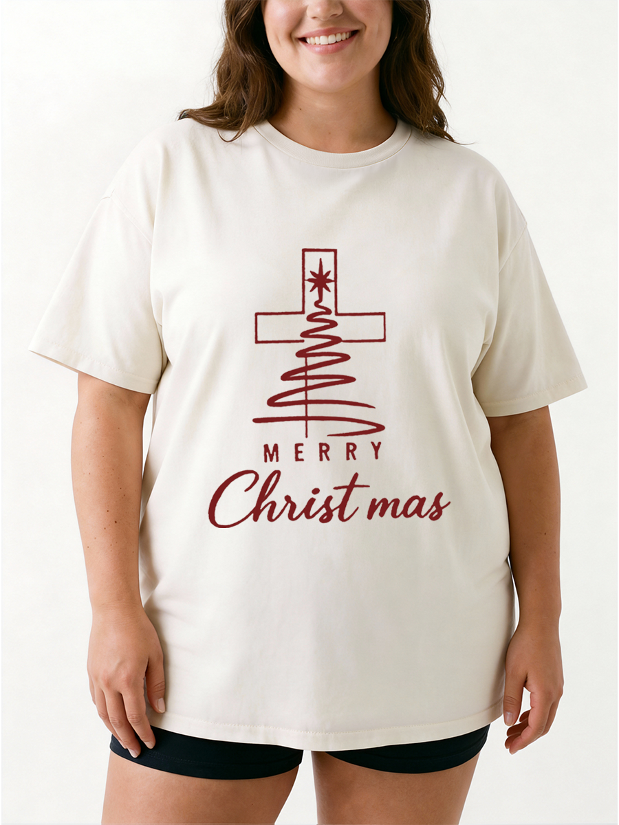 Vintage Merry Chritsmas Oversize Graphic Tee