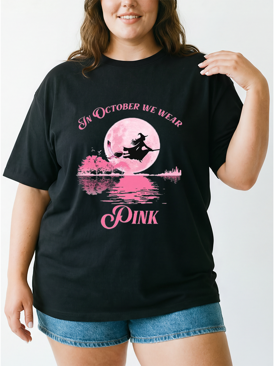 Vintage In October We Wear Pink Oversize Graphic Tee