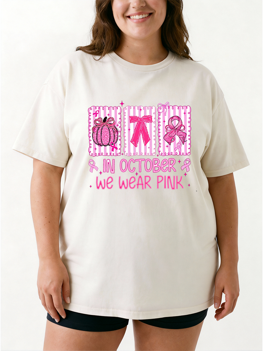 Vintage In October We Wear Pink Oversize Graphic Tee