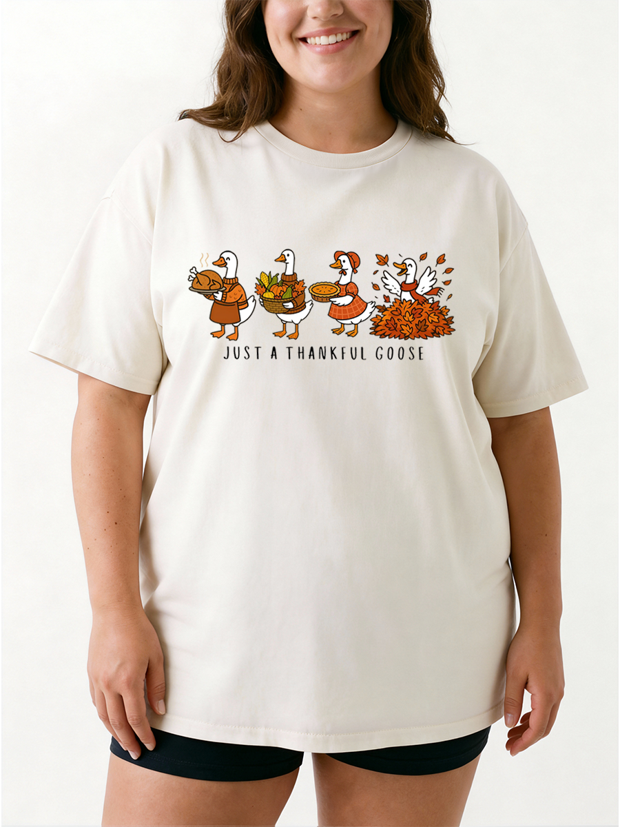 Vintage Just A Thankful Goose Oversize Graphic Tee
