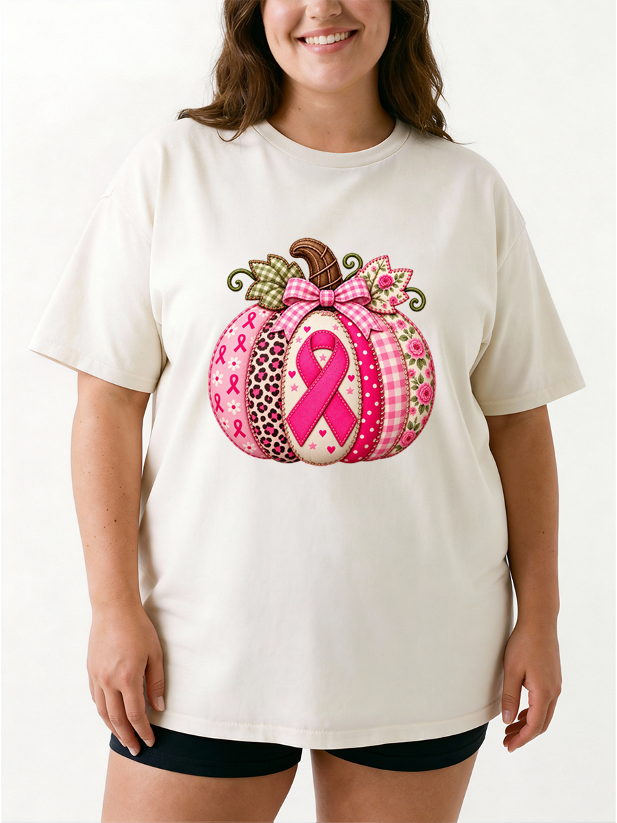 Vintage Pumpkin Ribbon Bow Fal Oversize Graphic Tee