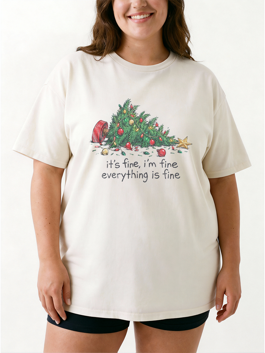 Vintage Fallen Tree Everything Is Fine Oversize Graphic Tee