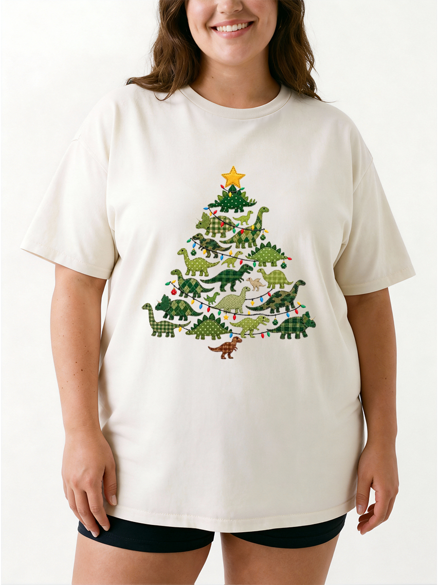 Vintage I Believe In Santa And Dinosaurs Oversize Graphic Tee