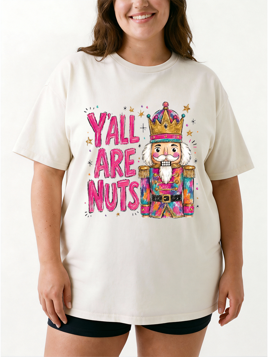 Vintage Yall Are Nuts Oversize Graphic Tee