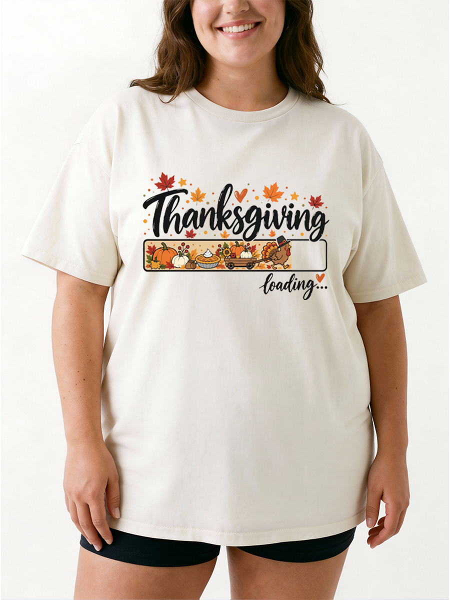Vintage Thanksgiving Loading Oversize Graphic Tee