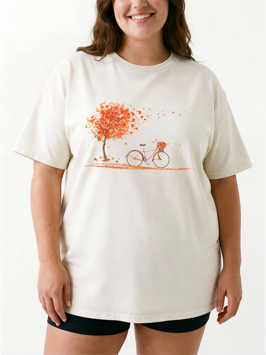 Vintage Fall Leaves Oversize Graphic Tee