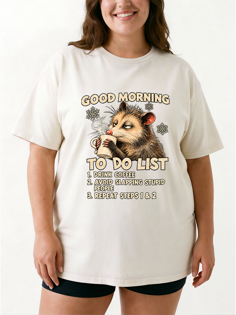 Vintage Good Moring To Do List Oversize Graphic Tee