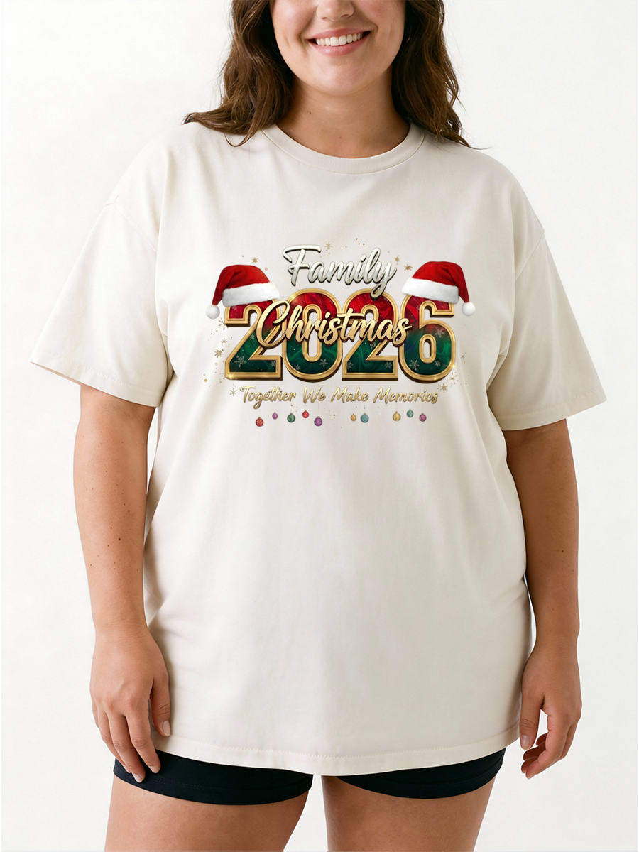 Vintage Matching Family Christmas Oversize Graphic Tee