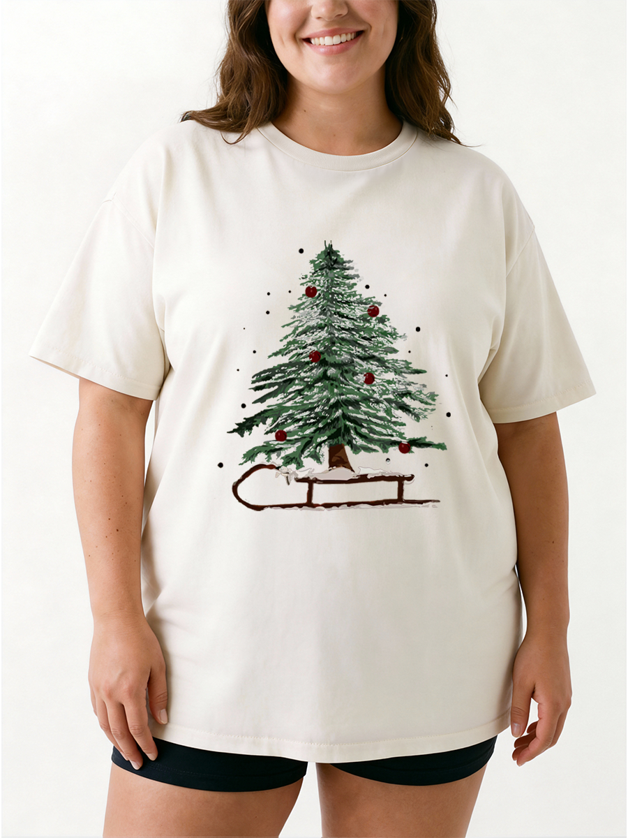 Vintage Women'S Xmas Oversize Graphic Tee