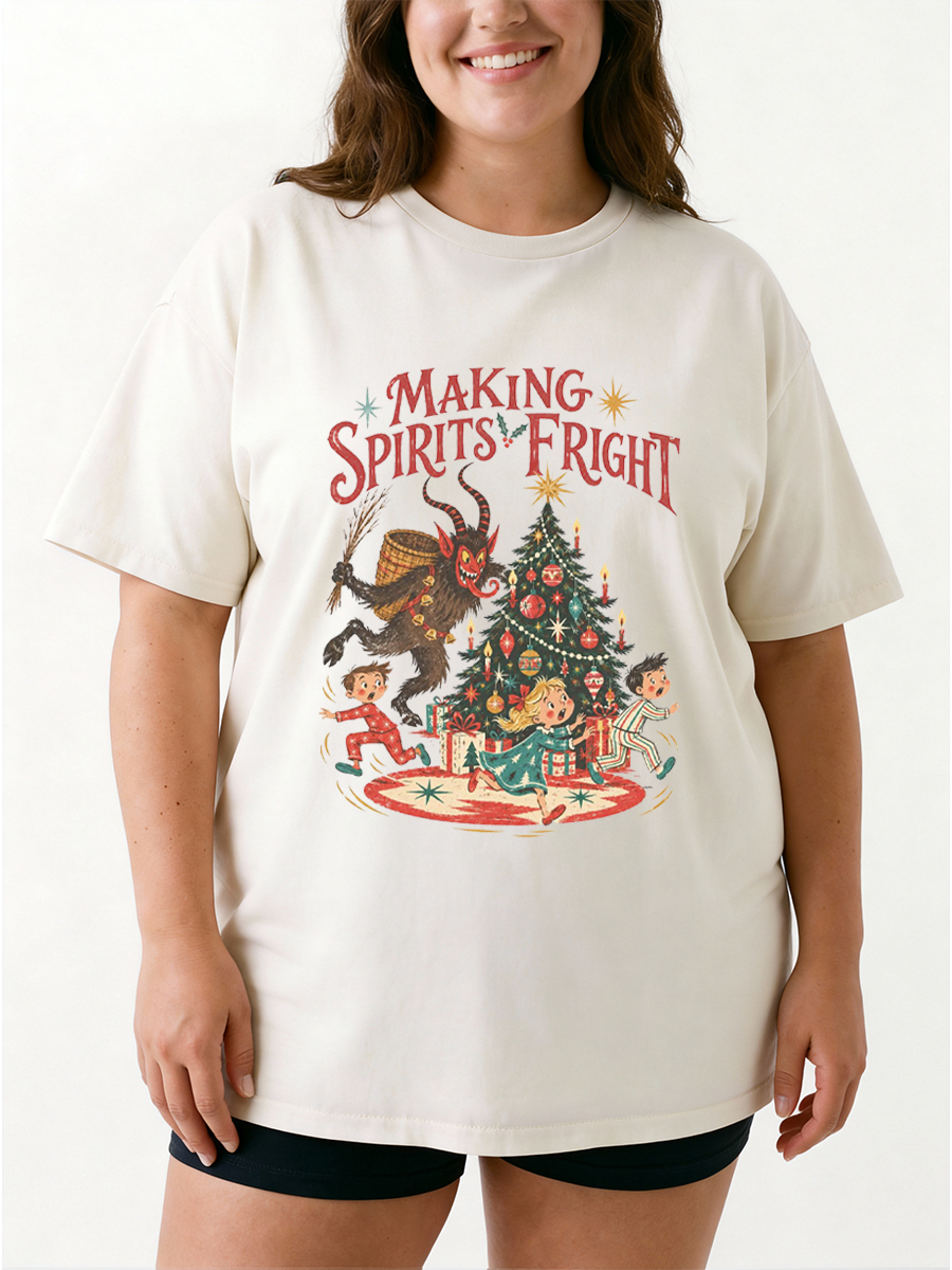 Vintage Christmas Krampus Oversize Graphic Tee