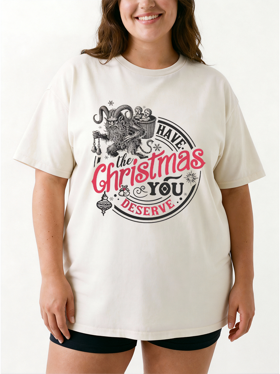 Vintage Sarcastic Funny Christmas Krampusnacht Oversize Graphic Tee