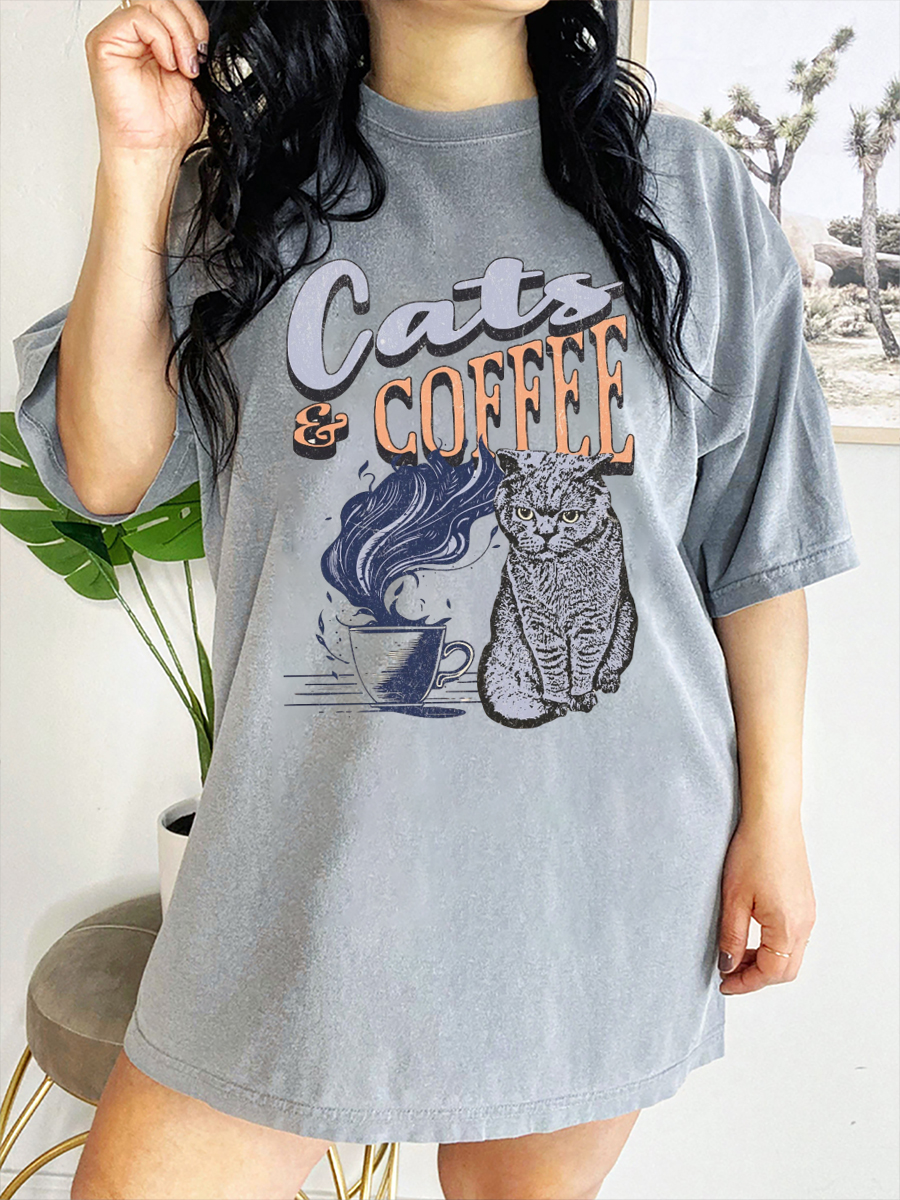 Vintage Cats And Coffee T-Shirt