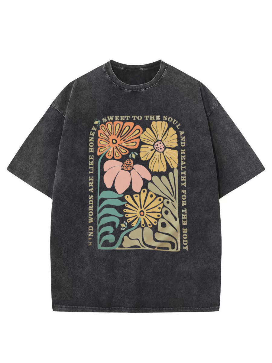 Vintage Boho Flower Washed T-Shirt