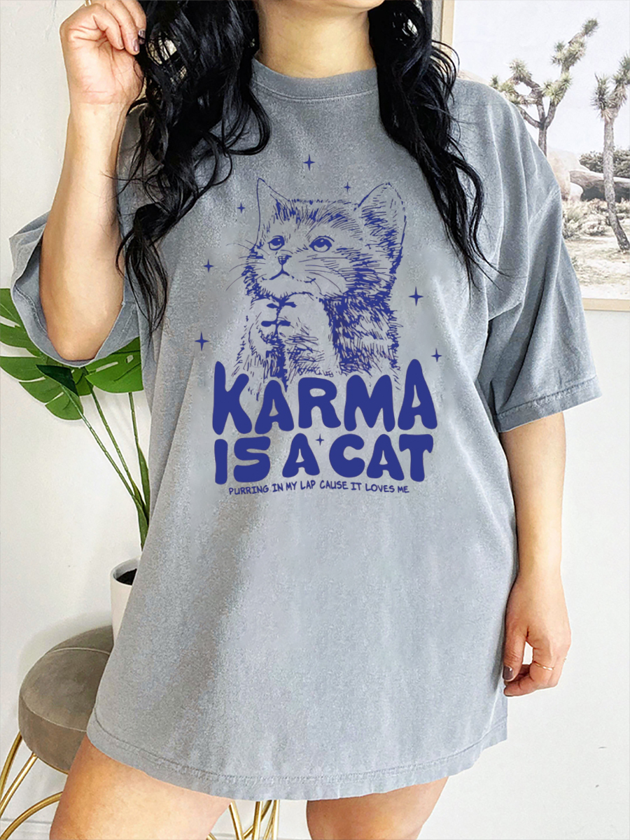 Vintage Cute Karma Is A Cat T-Shirt
