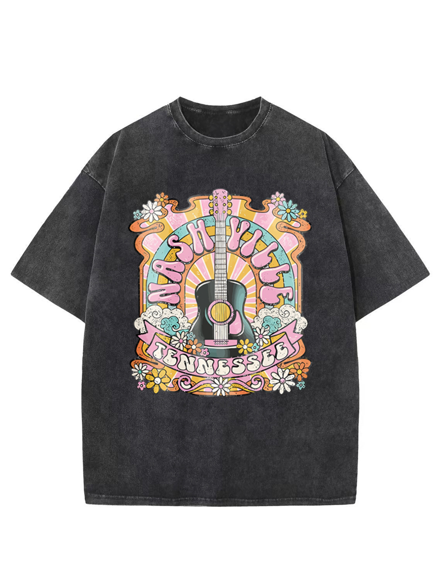 Vintage Nashiville Guitar Music Washed T-Shirt