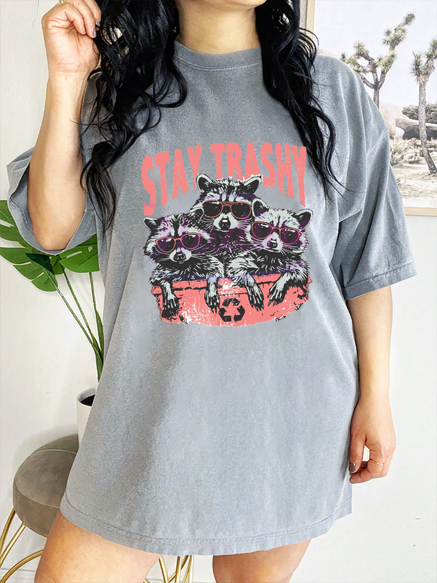 Vintage Funny Stay Trashy Raccoon Squad T-Shirt