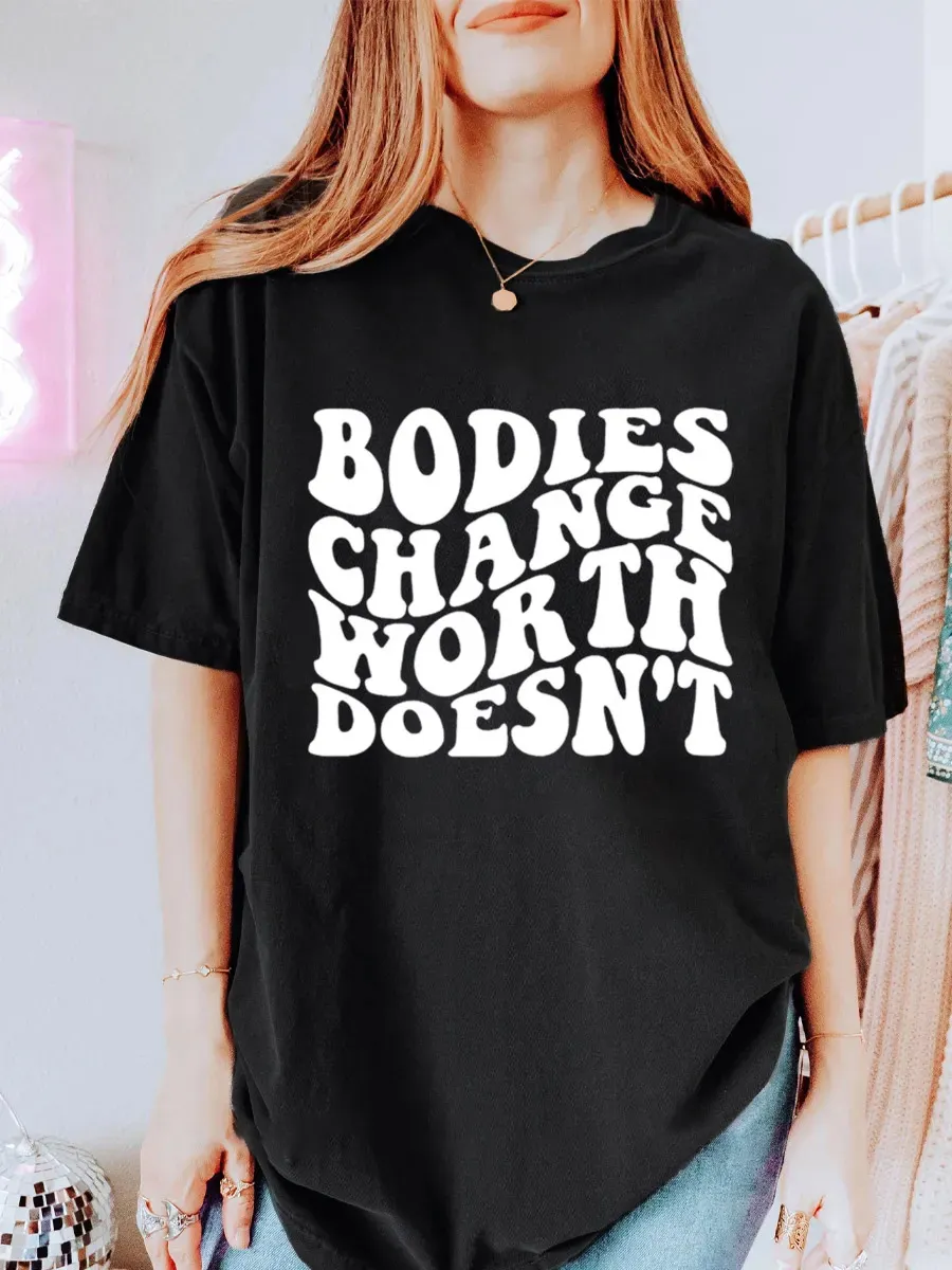 Vintage Bodies Change Worth Doesn't Oversize Graphic Tee