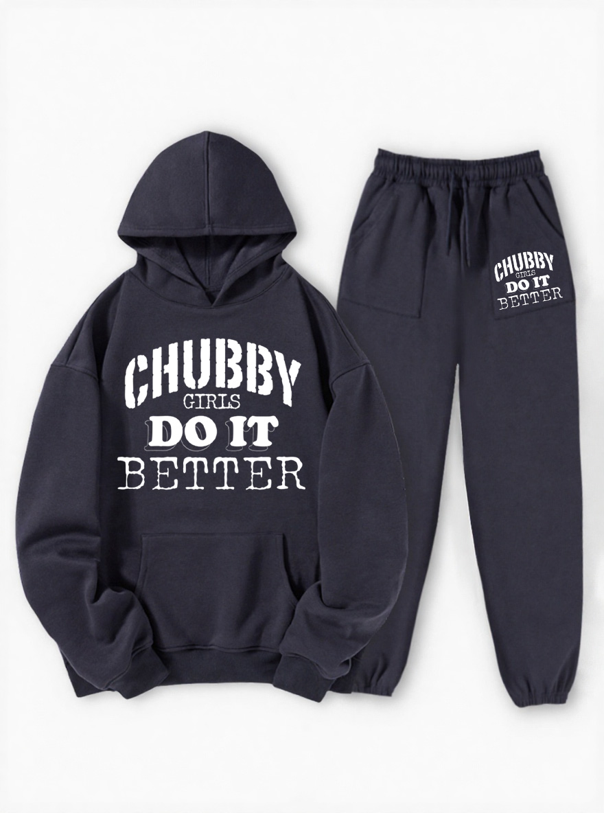 Vintage Chubby Girls Do It Better Fleece Hoodie Suit