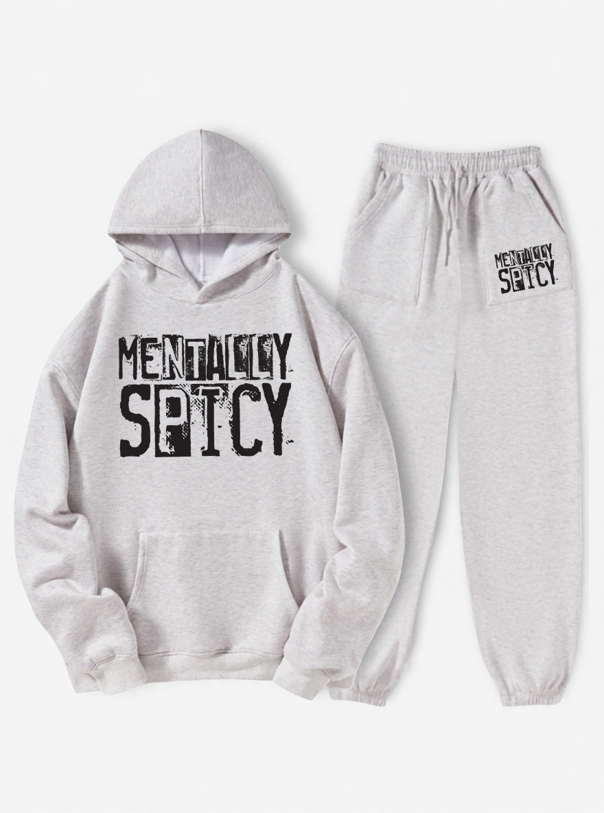 Vintage Mentally Spicy Snarky Fleece Hoodie Suit