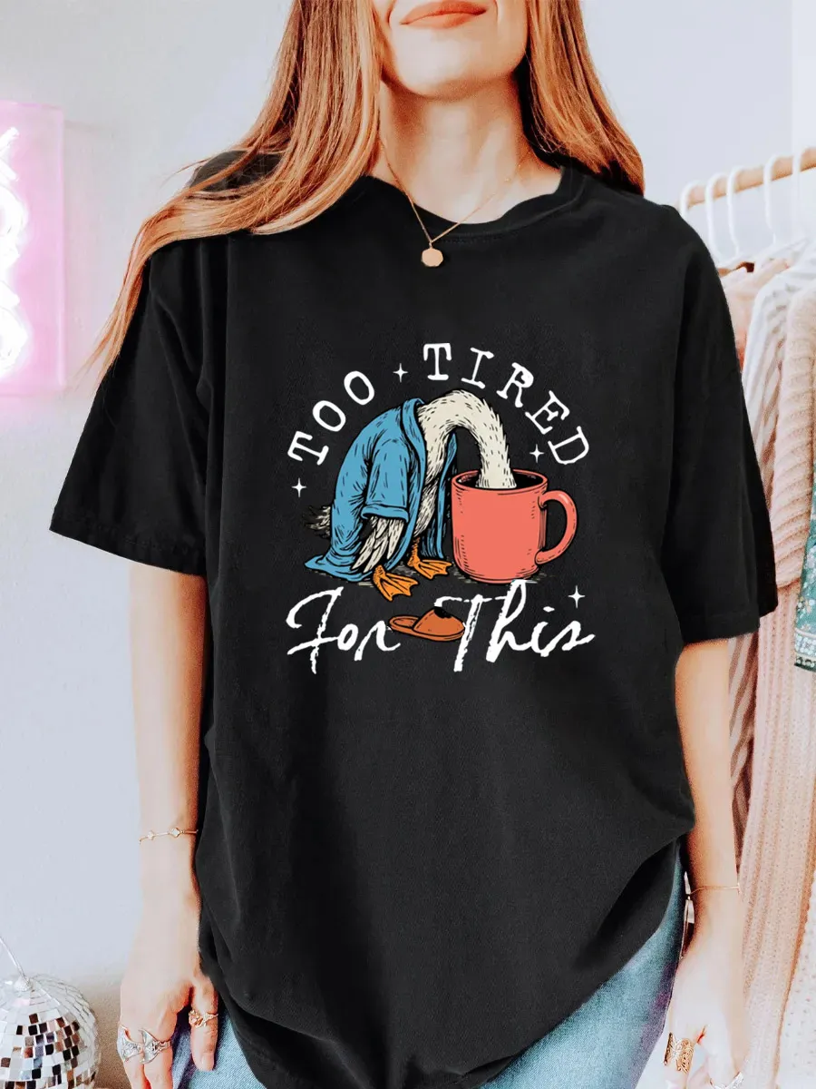 Vintage Too Tired For This Oversize Graphic Tee
