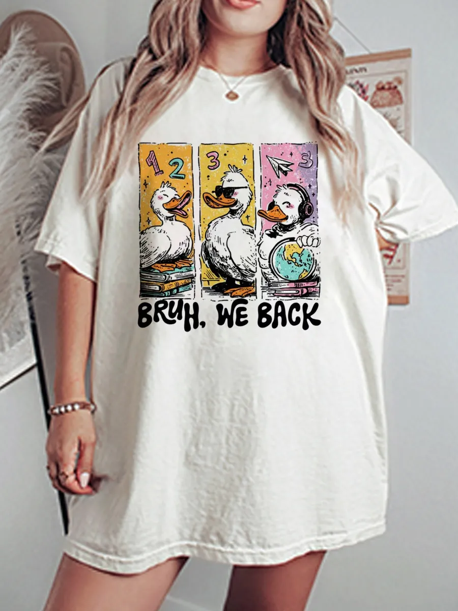 Vintage Bruh We Back Oversize Graphic Tee
