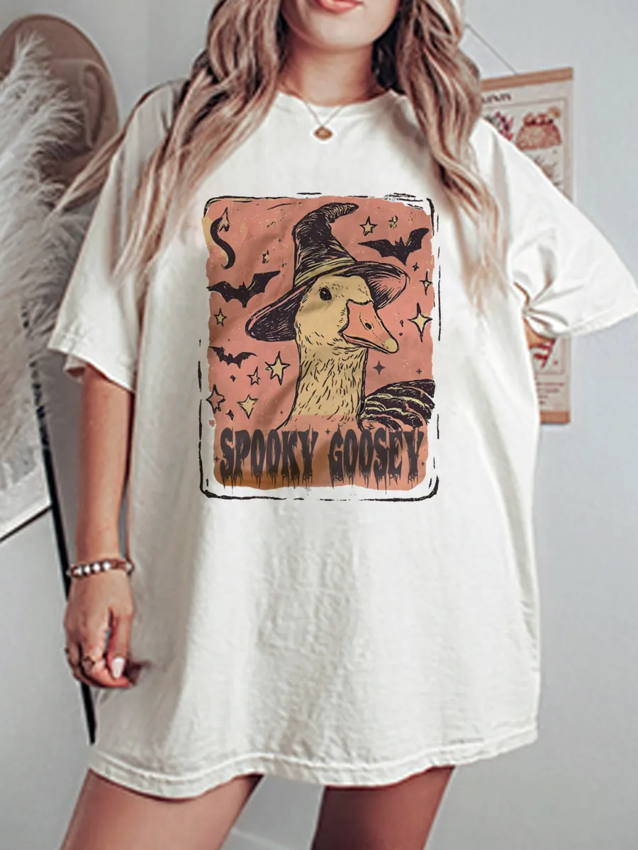 Vintage Spooky Goosey Oversize Graphic Tee