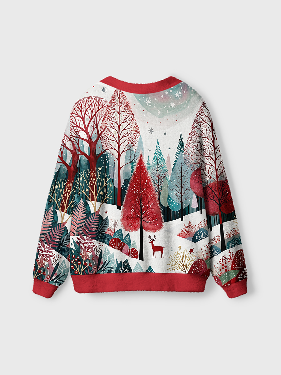 Vintage Fairytale Winter Illustration Cardigan Sweaters