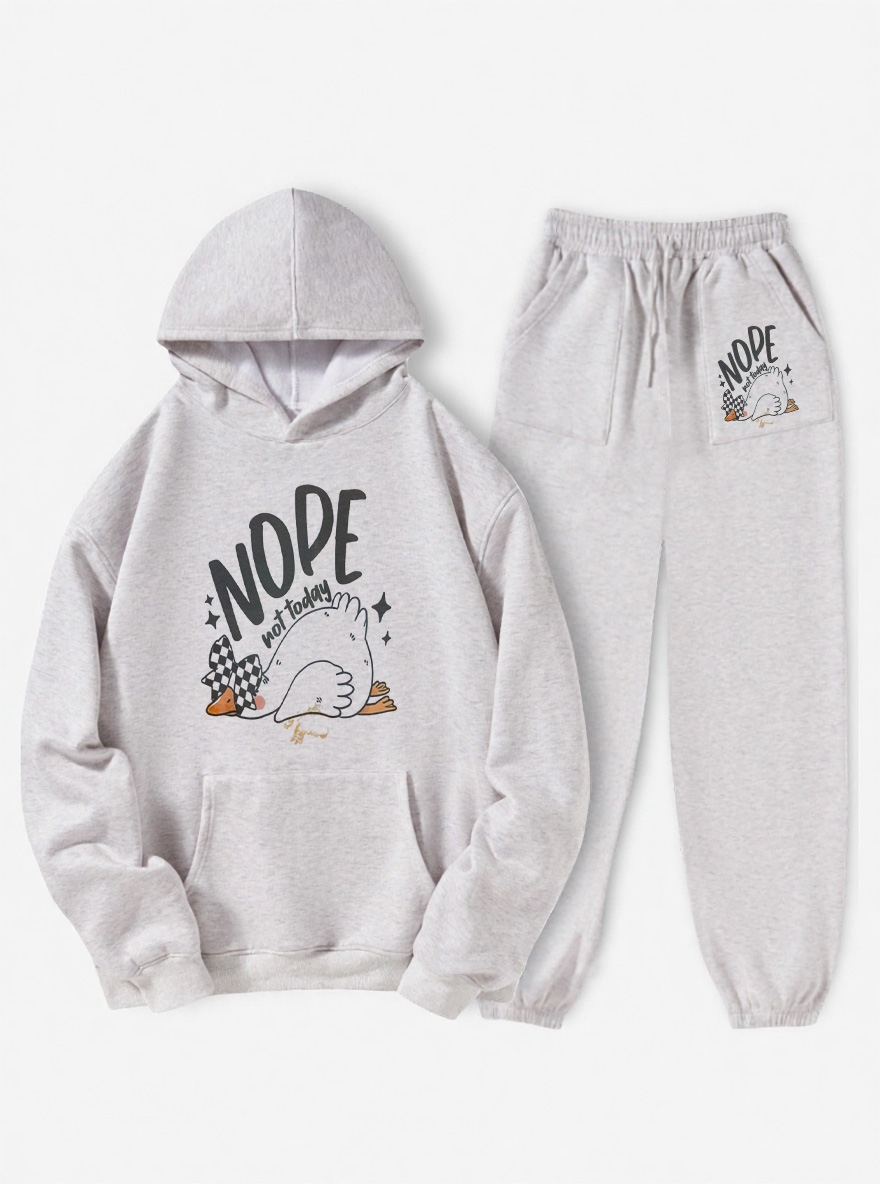 Vintage Nope Not Today Fleece Hoodie Suit