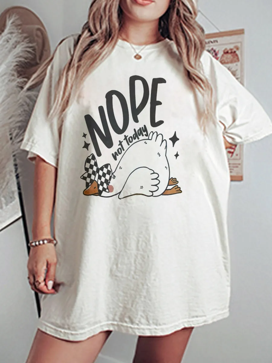 Vintage Nope Not Today Oversize Graphic Tee
