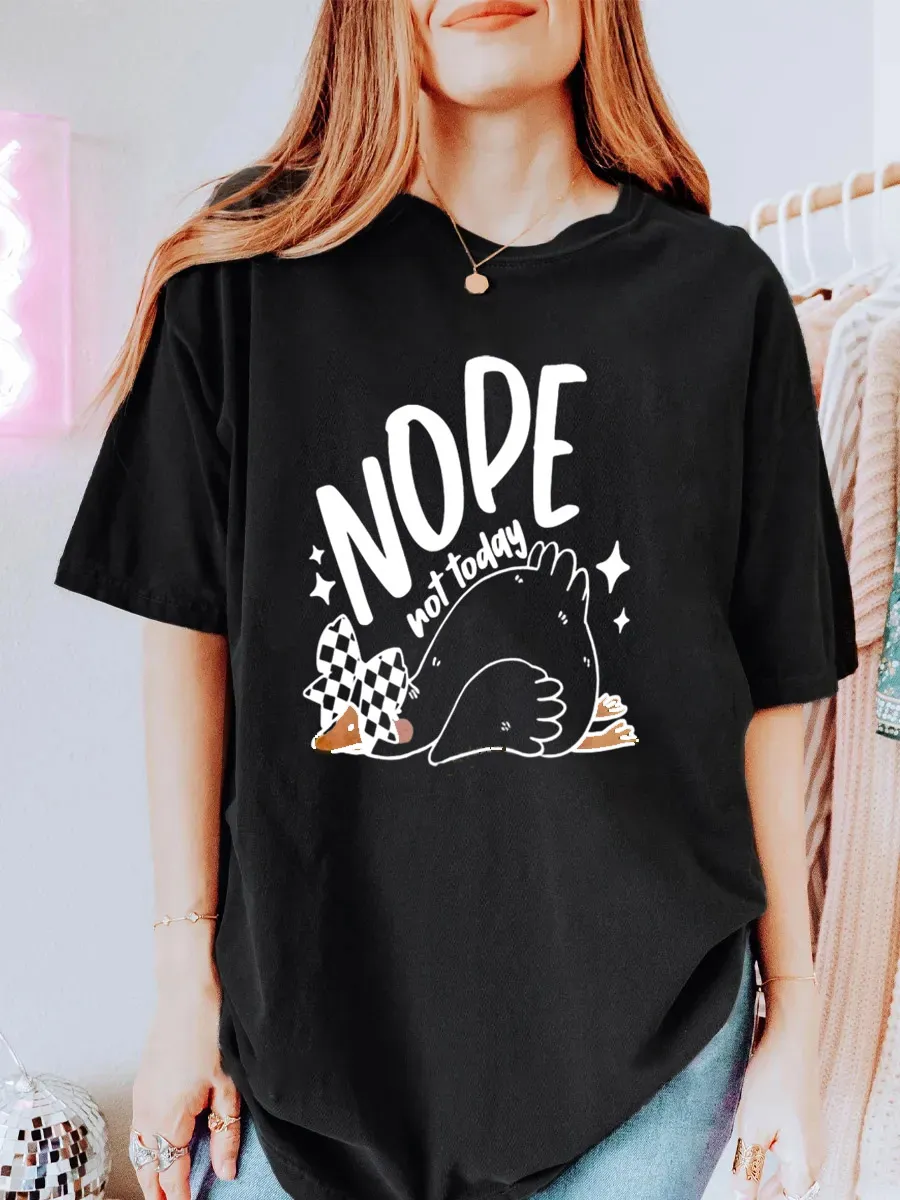 Vintage Nope Not Today Oversize Graphic Tee