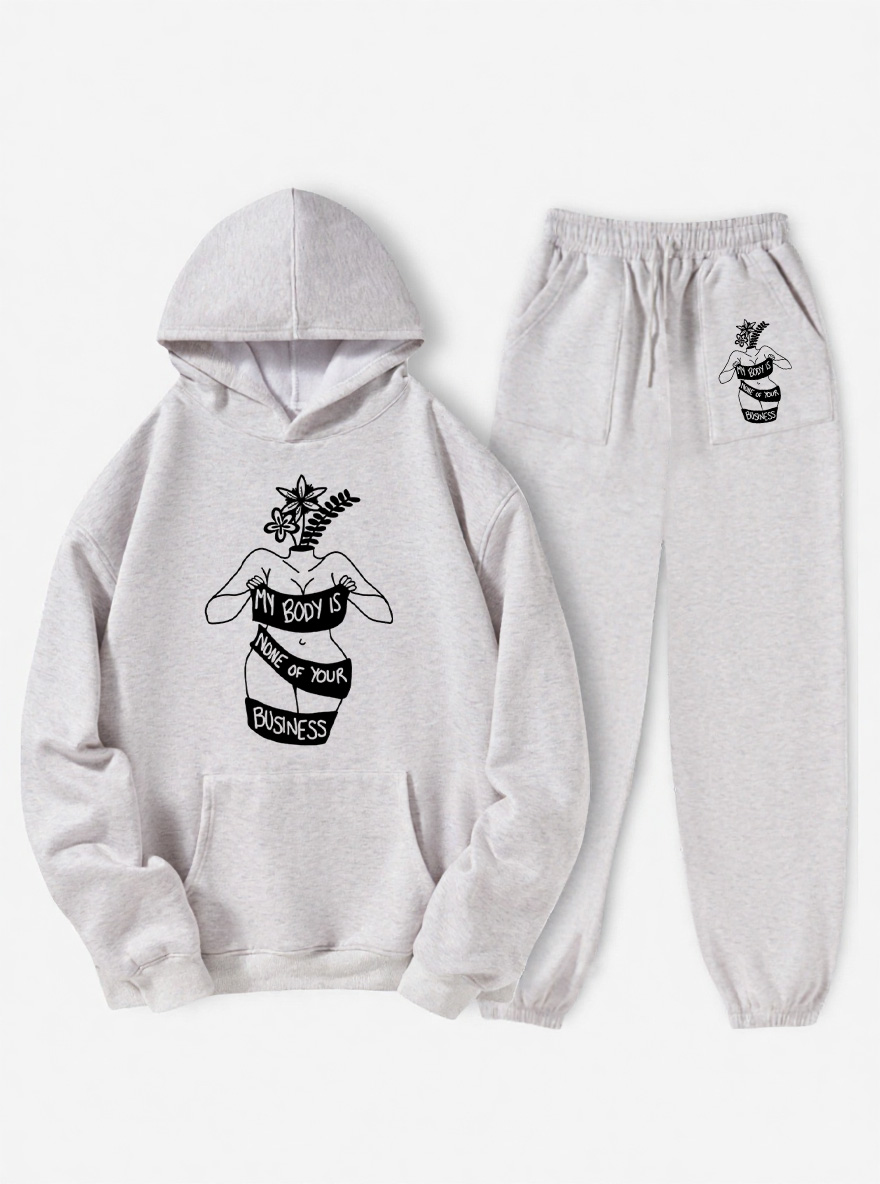 Vintage My Body Is None Of Your Business Fleece Hoodie Suit