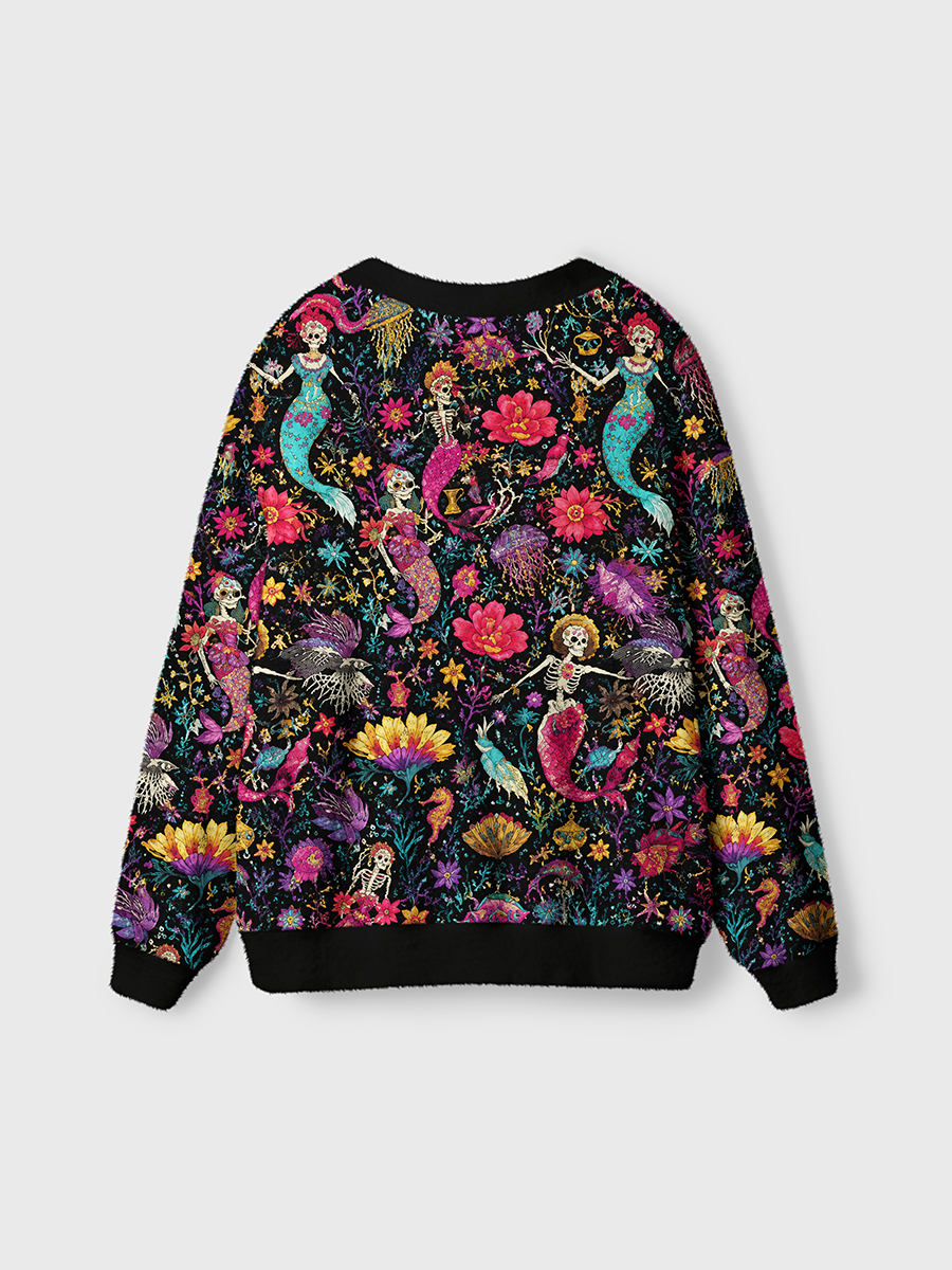 Vintage Dark Gothic Mermaid And Deep Sea Garden Cardigan Sweaters
