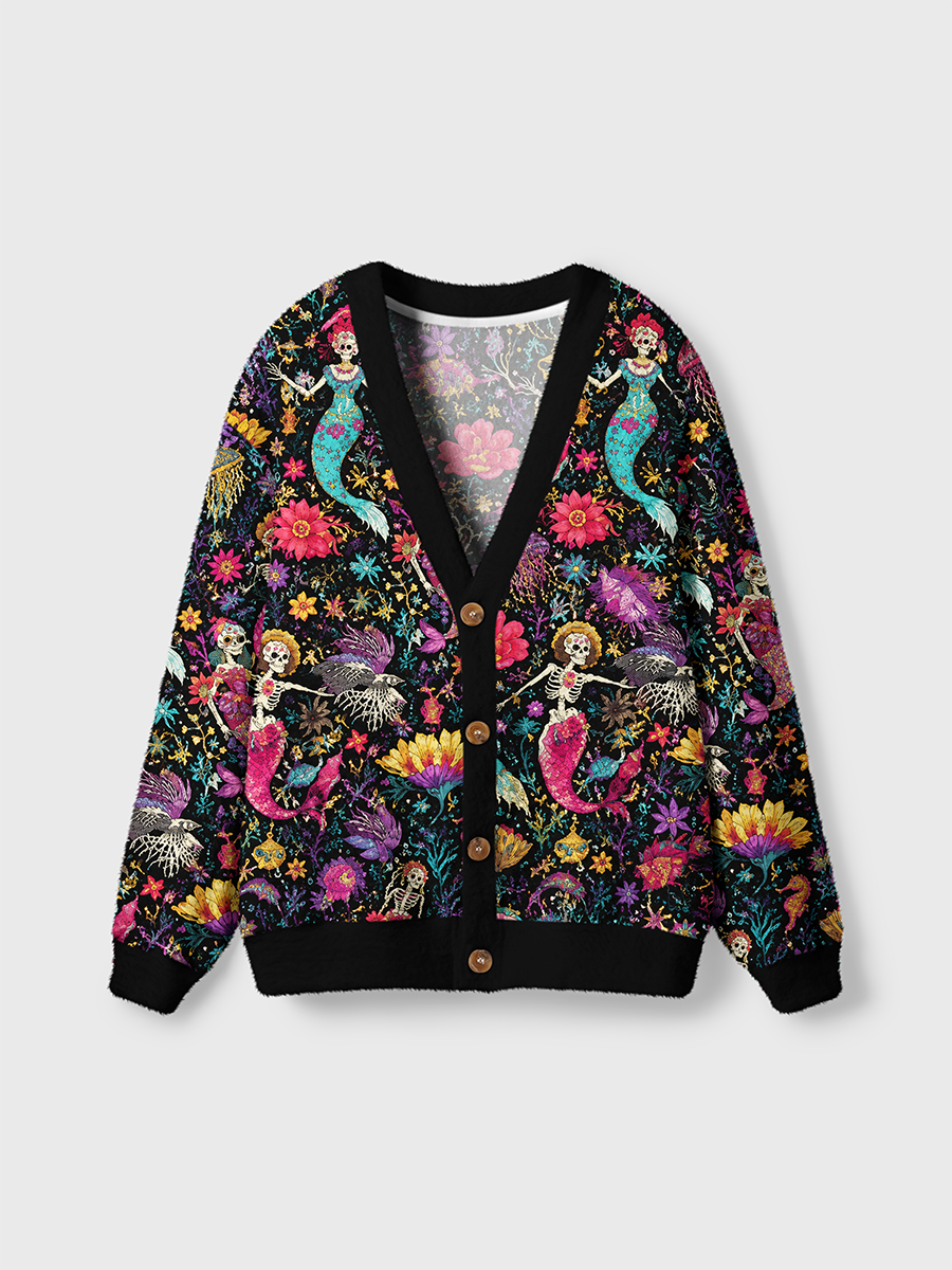 Vintage Dark Gothic Mermaid And Deep Sea Garden Cardigan Sweaters