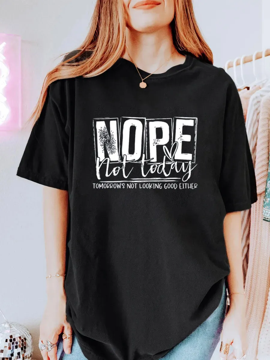 Vintage Nope Not Today Oversize Graphic Tee