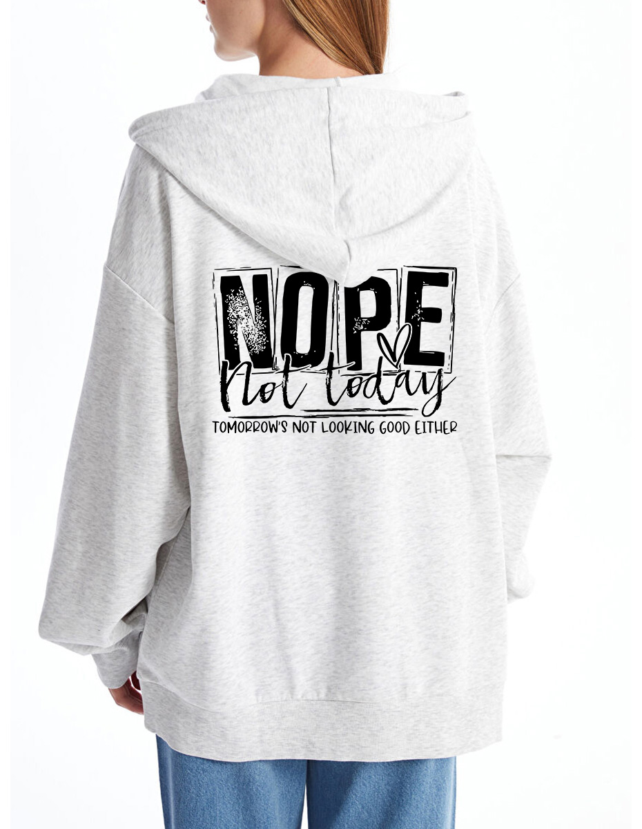 Vintage Nope Not Today Oversize Graphic Tee  Zip Hoodie