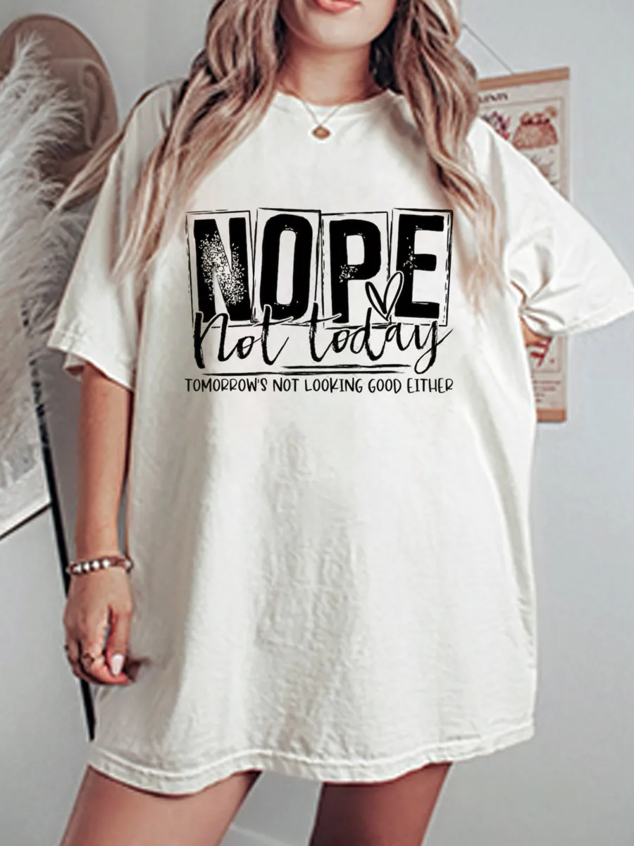 Vintage Nope Not Today Oversize Graphic Tee