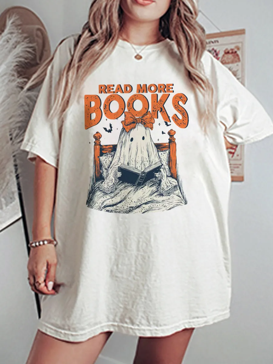 Vintage Read More Books Ghost Oversize Graphic Tee
