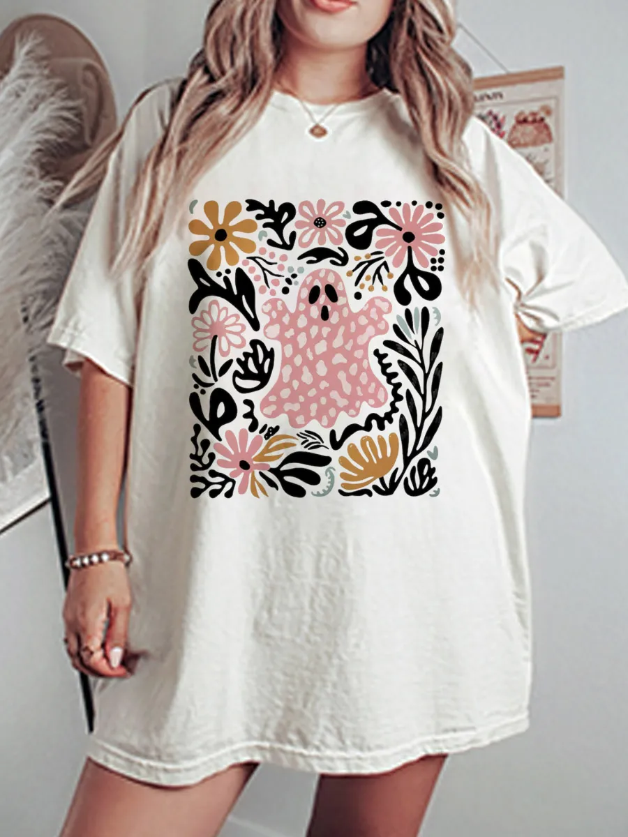 Vintage Boho Ghost Oversize Graphic Tee