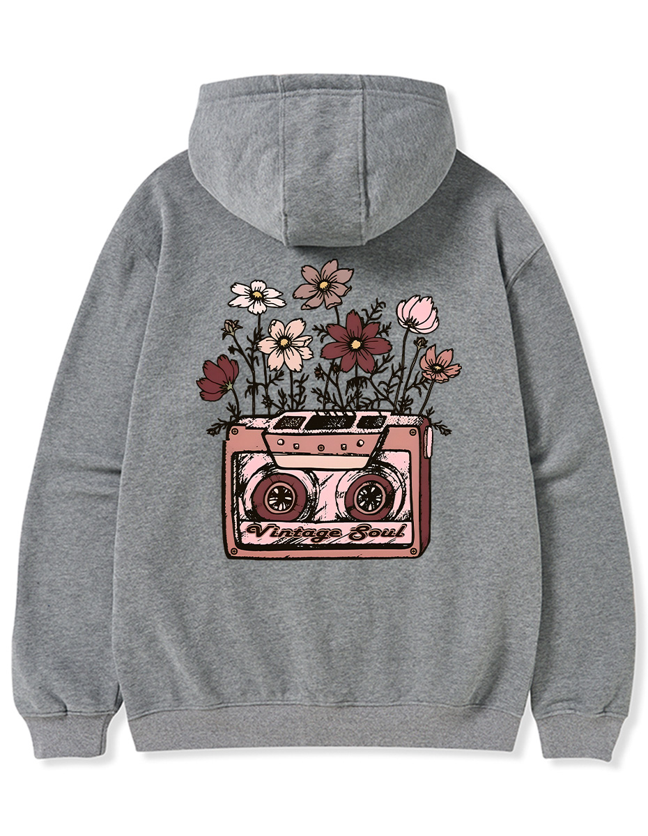 Vintage Cassette With Flowers Zip Hoodie