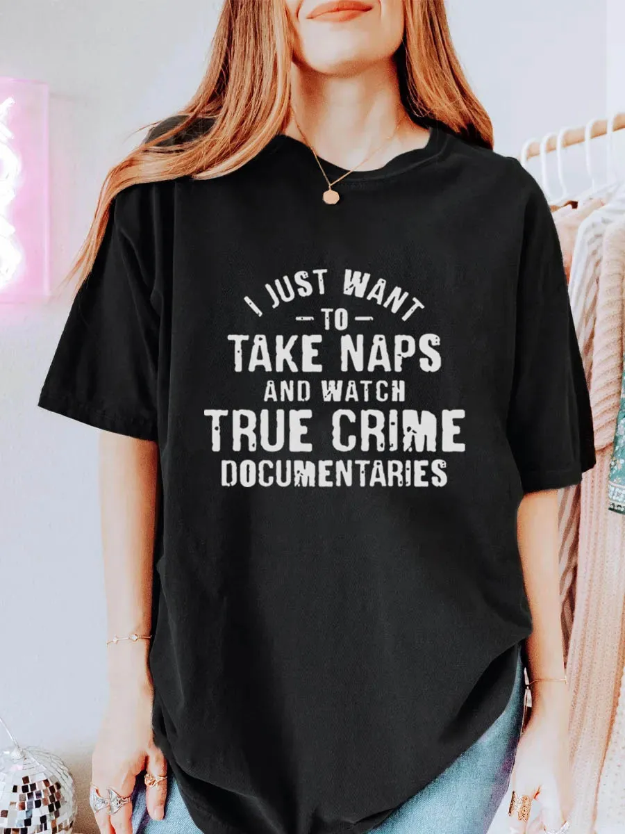 Vintage Naps And Watch True Crime Documentaries Oversize Graphic Tee