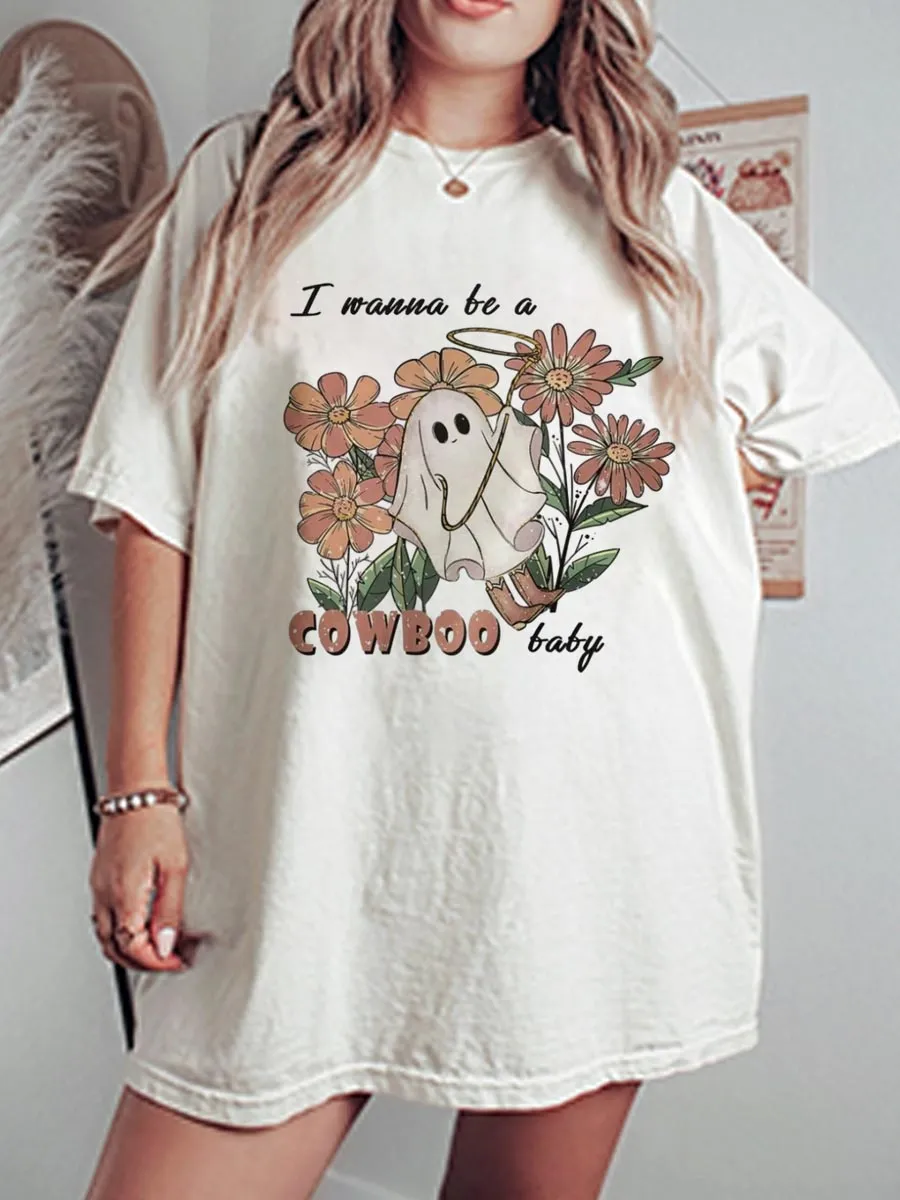 Vintage I Wanna Be A Cowboo Baby Oversize Graphic Tee