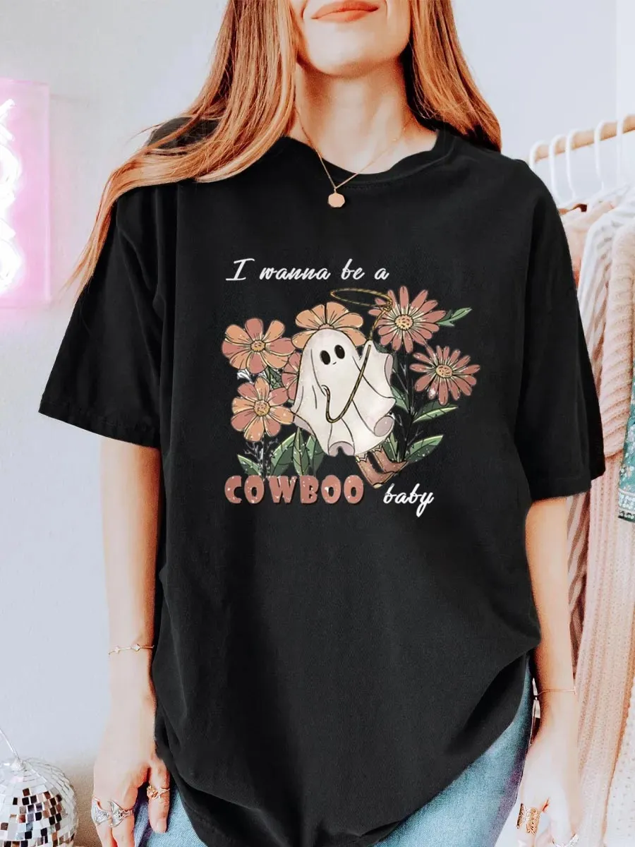 Vintage I Wanna Be A Cowboo Baby Oversize Graphic Tee