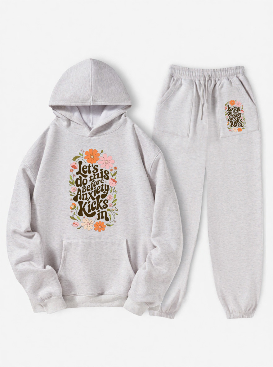 Vintage Let's Do This Before Anxiety Kicks In Fleece Hoodie Suit