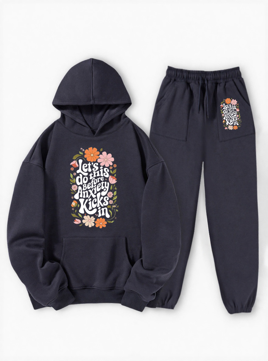 Vintage Let's Do This Before Anxiety Kicks In Fleece Hoodie Suit