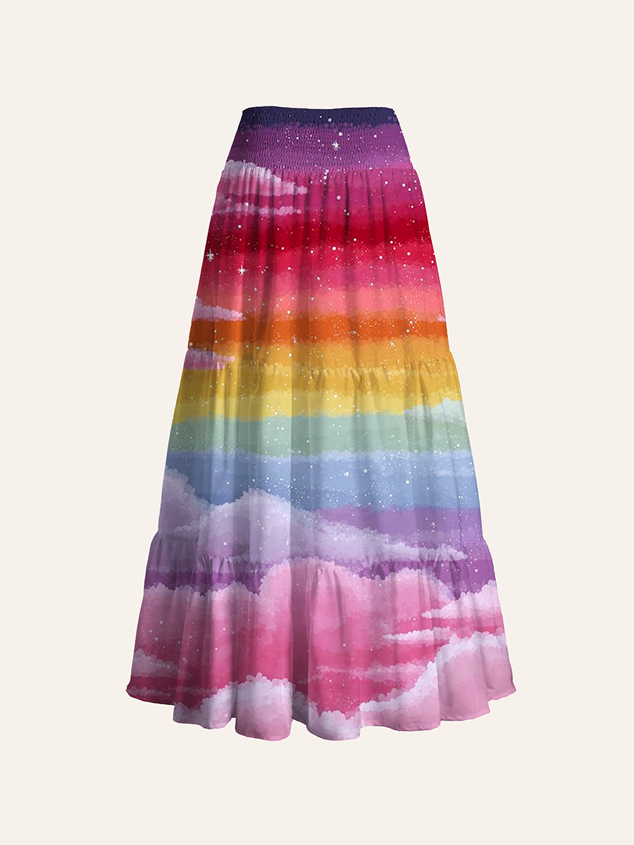 Pastel Twilight Skyscape Convertible Maxi Skirts