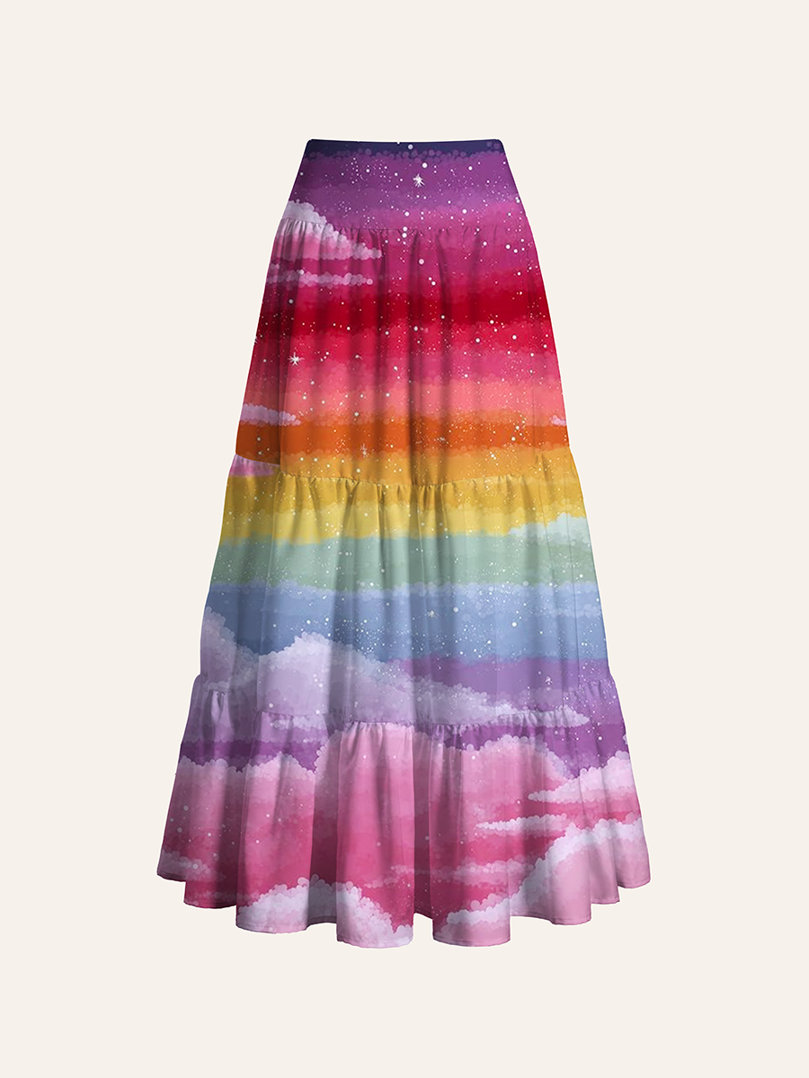 Pastel Twilight Skyscape Convertible Maxi Skirts
