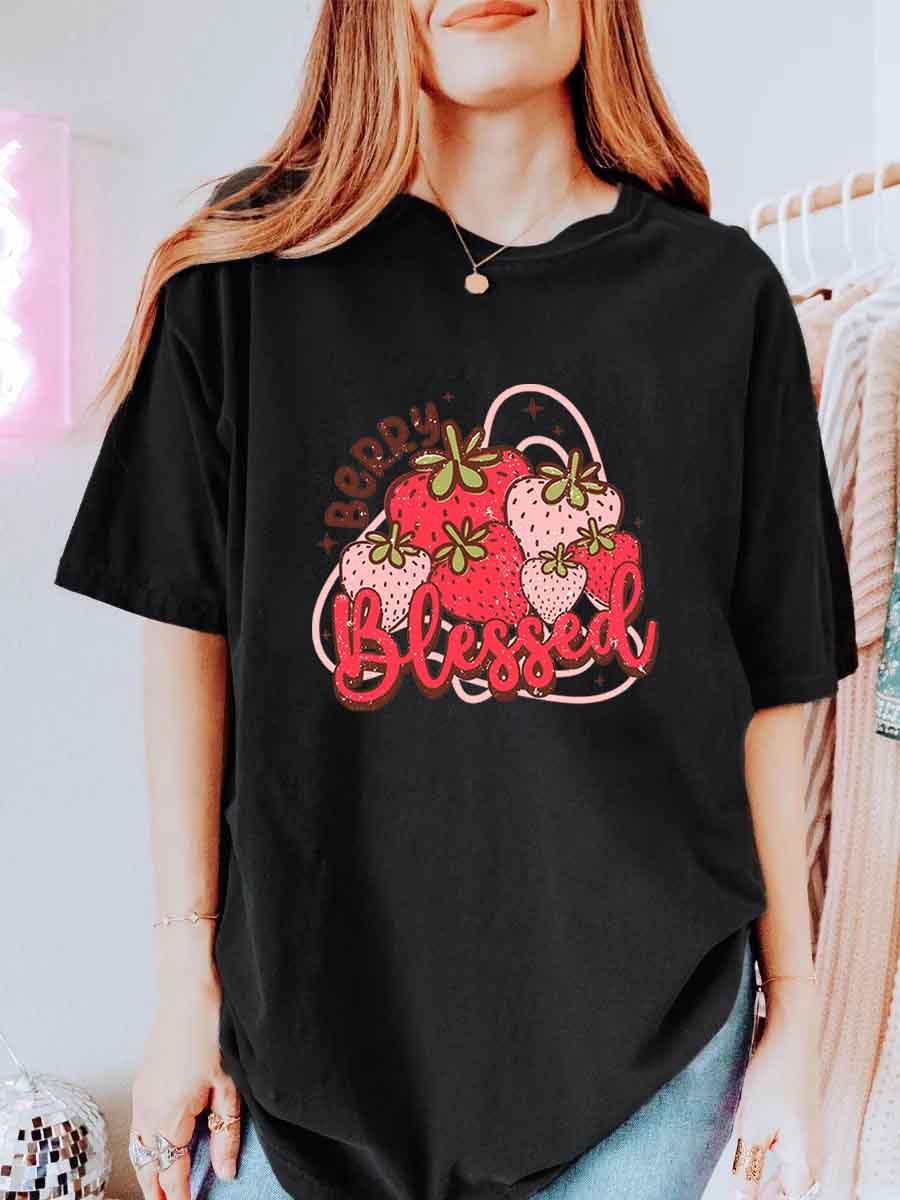 Vintage Berry Blessed Oversize Graphic Tee