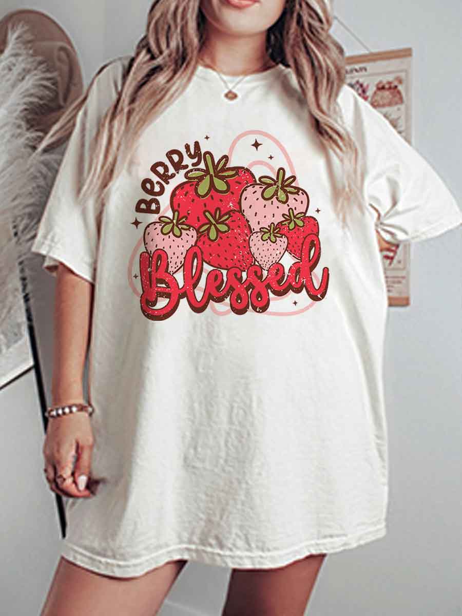 Vintage Berry Blessed Oversize Graphic Tee