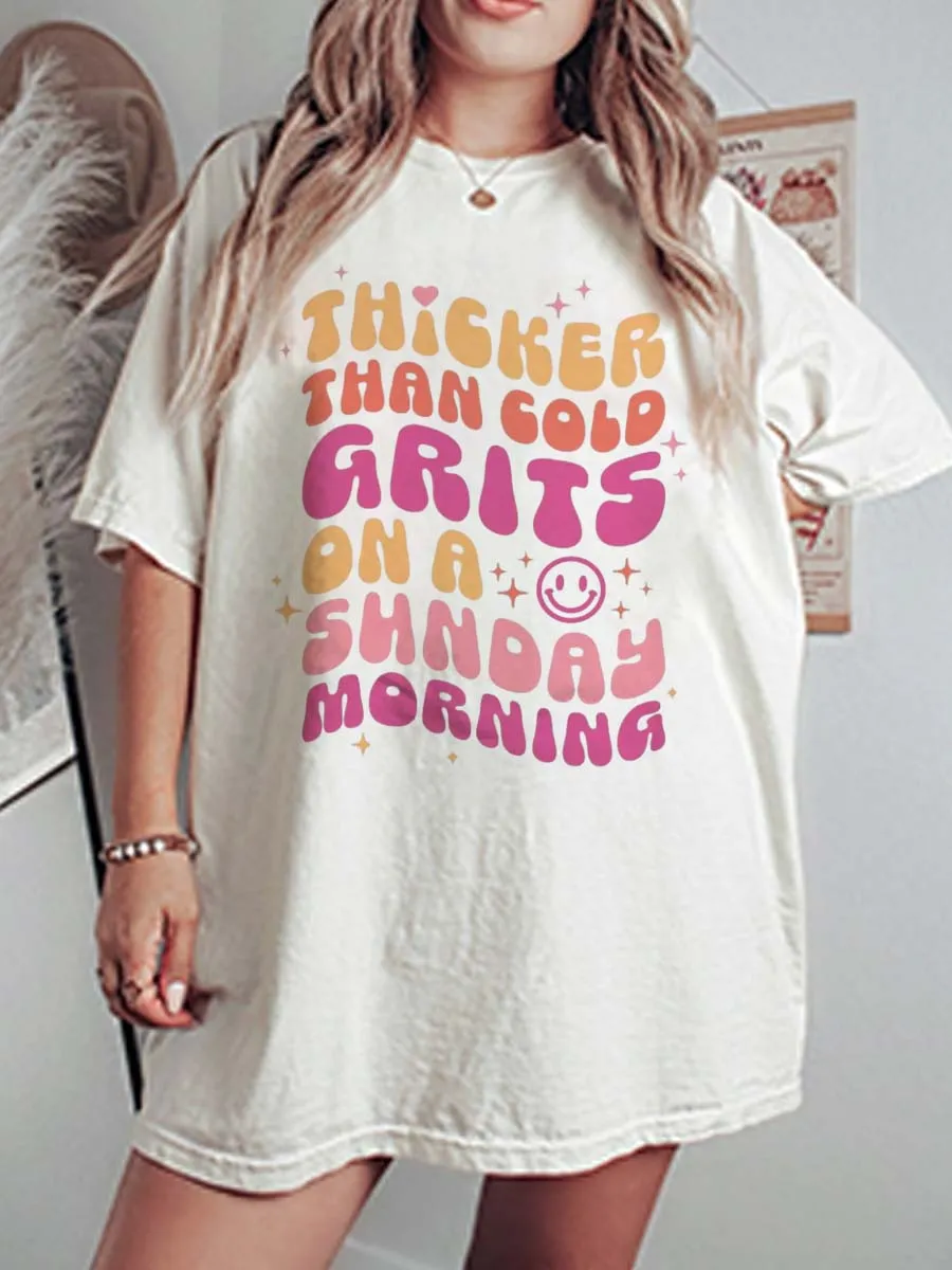 Vintage Thicker Than Cold Grits Oversize Graphic Tee